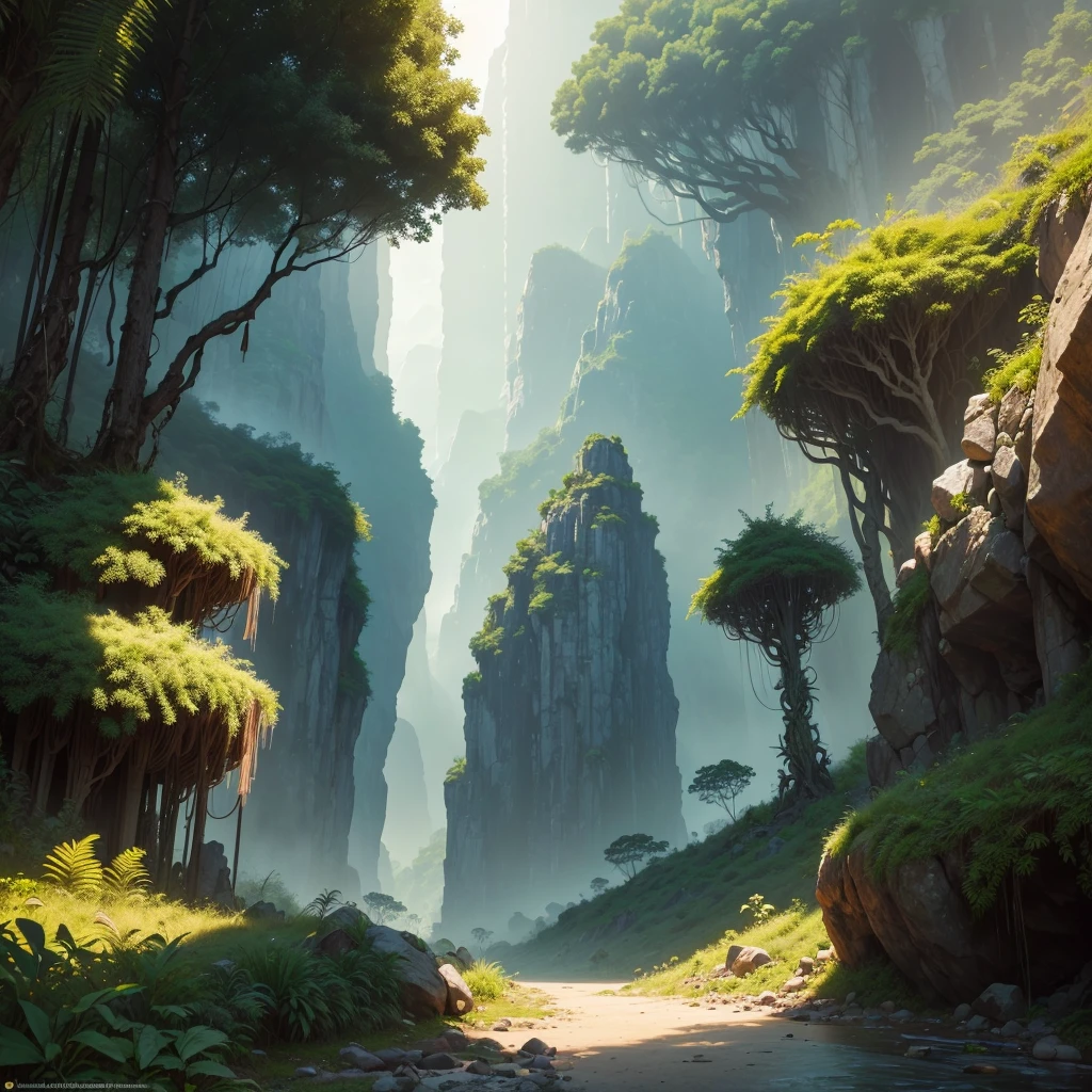 ((The background is a primitive jungle and Mountain brushes))),(Movie Lighting, angle of view, in a panoramic view, ultra-wide-angle, hyper HD, Anatomically correct, tmasterpiece, acurate, Award-Awarded, Best quality at best)