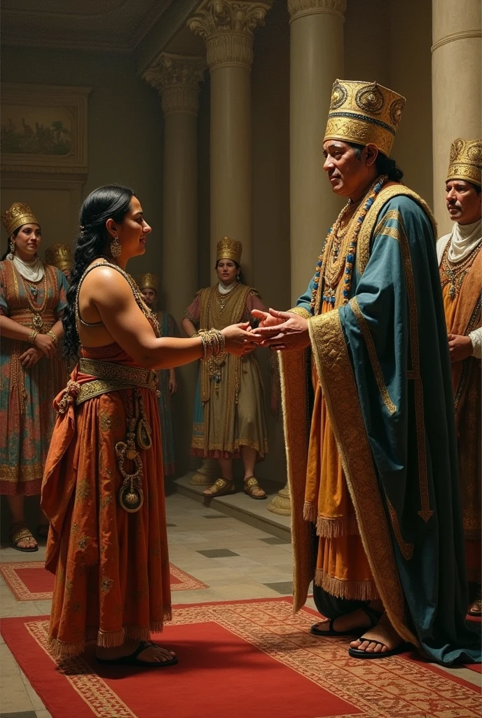 indigenous person paying tribute to the viceroy of the Spanish crown