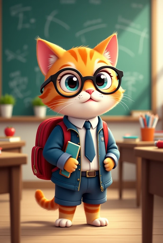 cat going to school