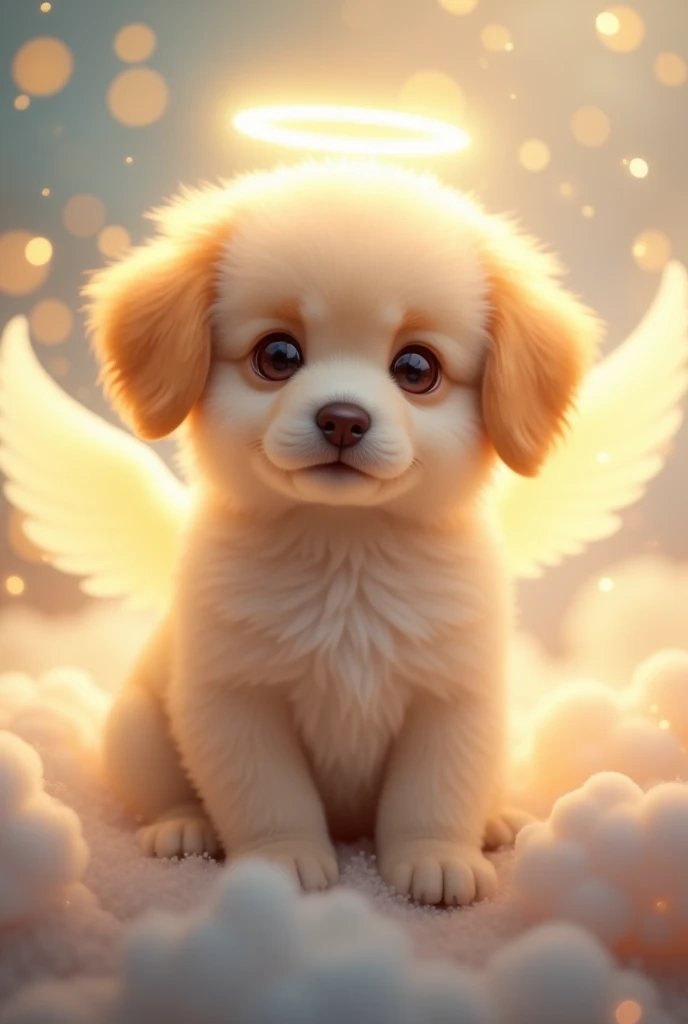 Fluffy dog in heaven for death