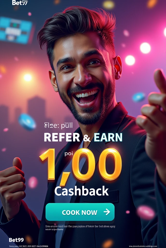 Company name Bet99 Refer and  Earn up to 100 Cashback attractive photo 