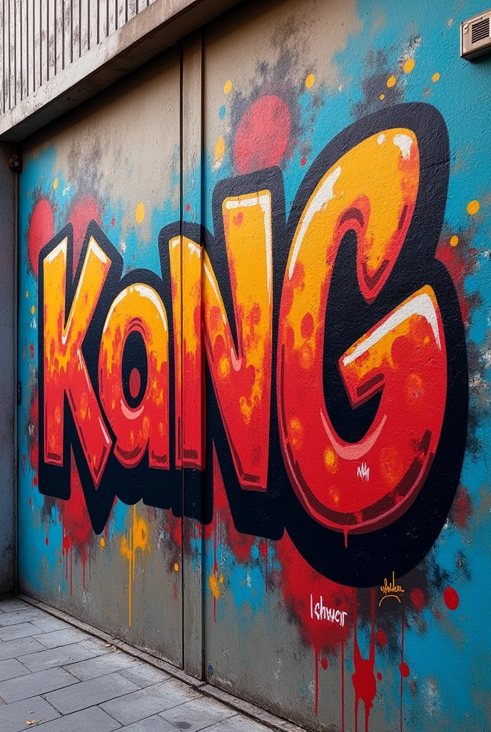 A “KDK” graffiti where marijuana grows around the bus letters Ultra realistic on a wall in the picture you can see Lugatti&9ine as she is puffing a yoint