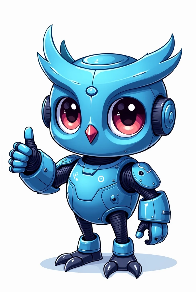 a cartoon character of a mini blue robot owl, app design, cyber suit, based on child's drawing, dd, transparent background, cryptocurrency, advanced digital chibi art, an eagle, plush mascot, sparky, humanoid form, artist interpretation, computer drawing, test screen, cryptopunk, toddler, the argo, adorable design, without background, cardboard cutout, locklegion, Styled Character mutiple expressions and poses and thumbs up