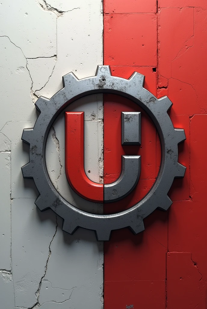 Create a brand called Usicam.
Gears appearing in the image because this brand is a large mechanical workshop. Create a simple image that conveys good identity and identification.
 Paleta de cores: rot, white and light gray 4k Hd quality