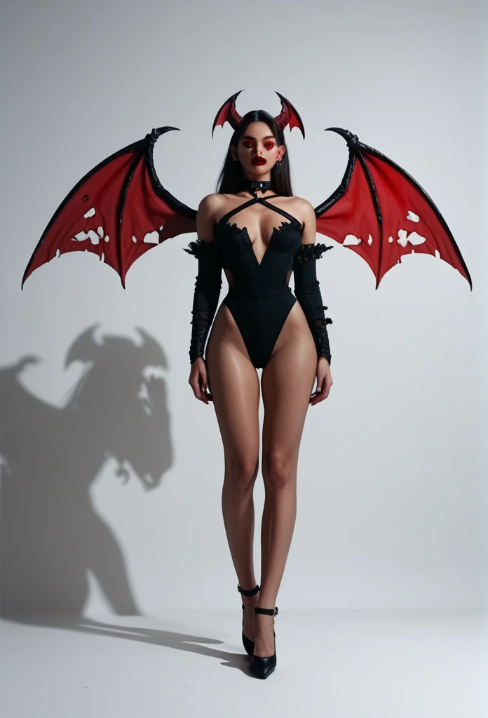 A demonic woman with large bat-like wings、Devil Woman High Definition, Widescreen, Drop Shadow,