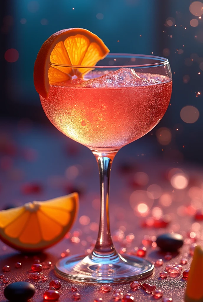 araful drink in a glass with an orange slice on the rim, Sparkling wine, Giuseppe Avanzi, Inspired by Vito Dancona (Vito D&#39;Ancona), Happy appearance, Inspired by Giuseppe Abbati, Despairing, Shining atmosphere, Inspired by Perin del Vaga, 🕹️ 😎 🔫 🤖 🚬, 555400831, drink