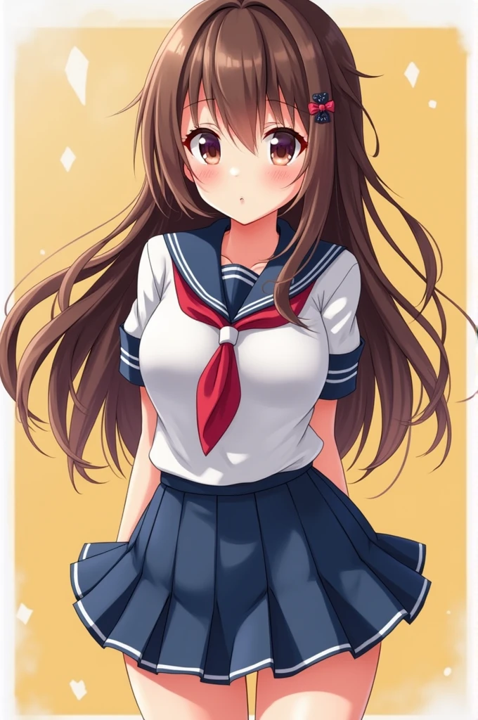 Anime style female goku busty in school uniform