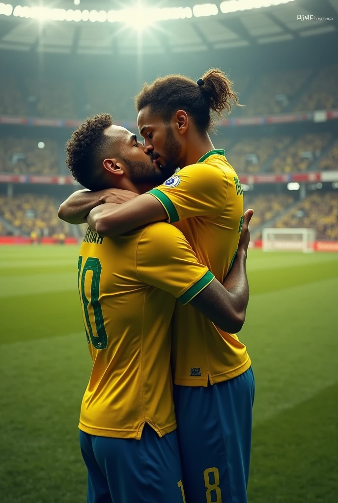 Neymar kissing Vinicius Jr.

