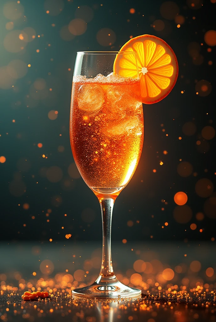 araful drink in a glass with an orange slice on the rim, Sparkling wine, Giuseppe Avanzi, Inspired by Vito Dancona (Vito D'Ancona), Happy appearance, Inspired by Giuseppe Abbati, Despairing, Shining atmosphere, Inspired by Perin del Vaga, 🕹️ 😎 🔫 🤖 🚬, 555400831, drink,poster