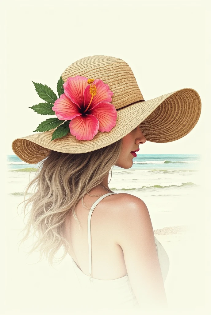 A sketch of a Beach Hat with a flower on the Hat