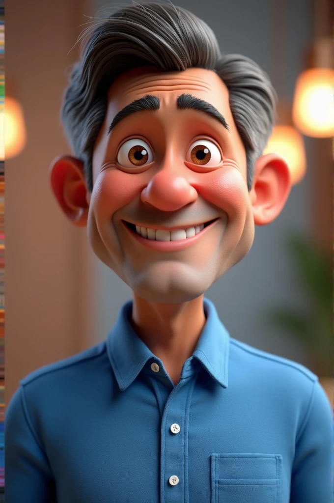 cartoon character of a man in a blue shirt, animation character, stylized character, animation style rendering, 3d stylized, Arnold Maya render, 3 d render stylized, toon render keyshot, 3d character, 3d character, 3d rendering stylized, 3 d character render, cartoon character, Personagem de close up, character posing, (Pixar-style) (master part:1.2) (bokeh) (best quality) (skin detailed) (detailed texture) (8k) (Argilla) (Cinematic lighting)