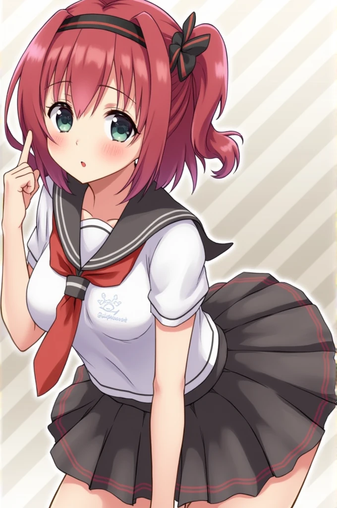 Anime style busty school girl