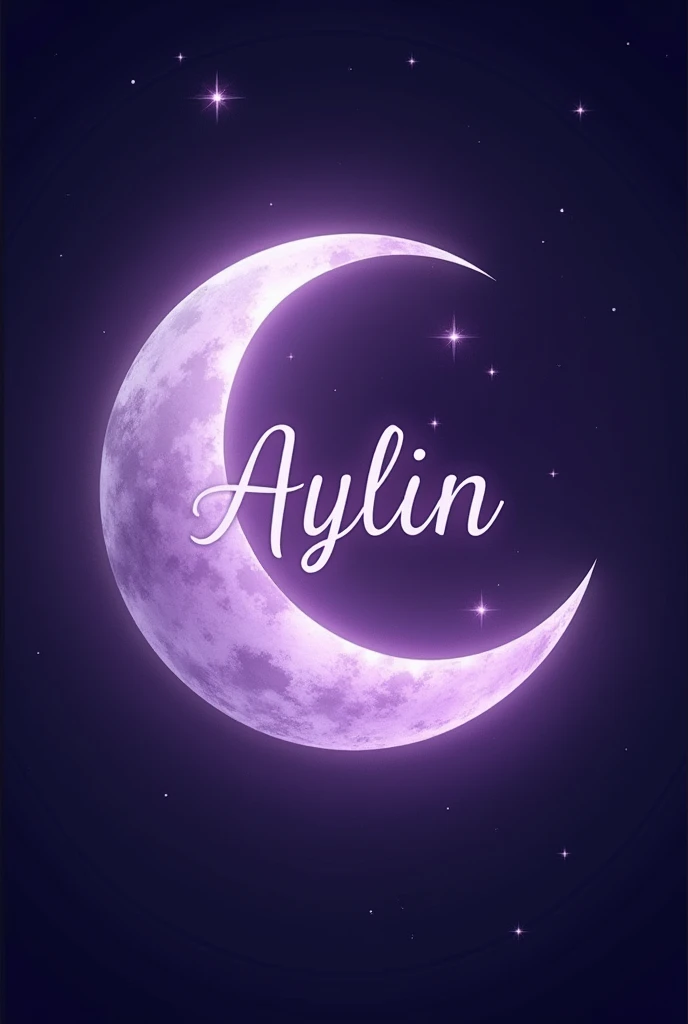 Purple Waning Moon PNG with the name Aylin in the middle of the moon