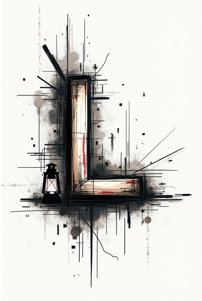 Logo of a letter l with the theme messy sketches busy, and lantern and brush strokes 