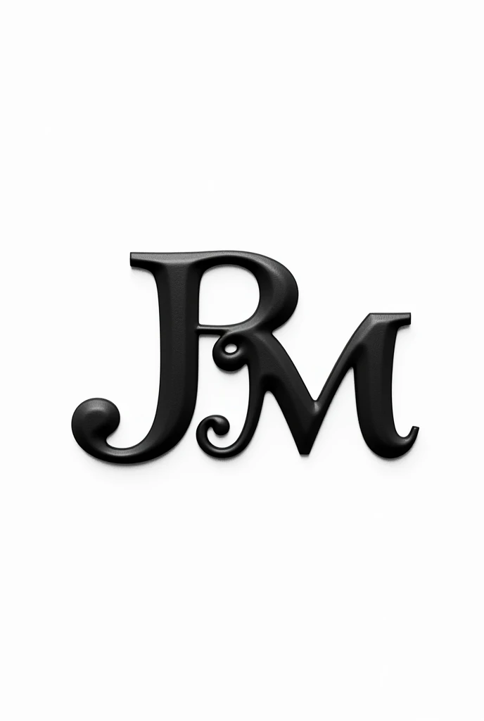 generates an image of the letters "J", "r" and "m" in that order intertwined, **together** making the end of one become the beginning of the other, for example: the stick of the "J" next to the stick of the "r" and la "m" with some part of the "r", que las letras sean en cursiva and vistas de frente, not in profile or above, and que tampoco sean muand detalladas, something simple but striking, Let there be only the letters, no other details, If possible, it would be better if they were only black., en maandusculas, muand, muand, muand together, all, the j with the r with the m, that they are a little more marked, not so fine