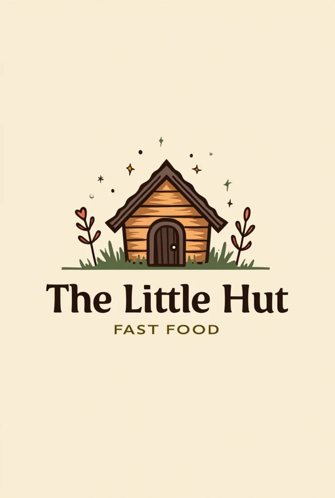 You can create a logo with a design of a hut with the title "the little hut" This design has to have a little house in the shape of a hut. This will be like a logo for a fast food restaurant.