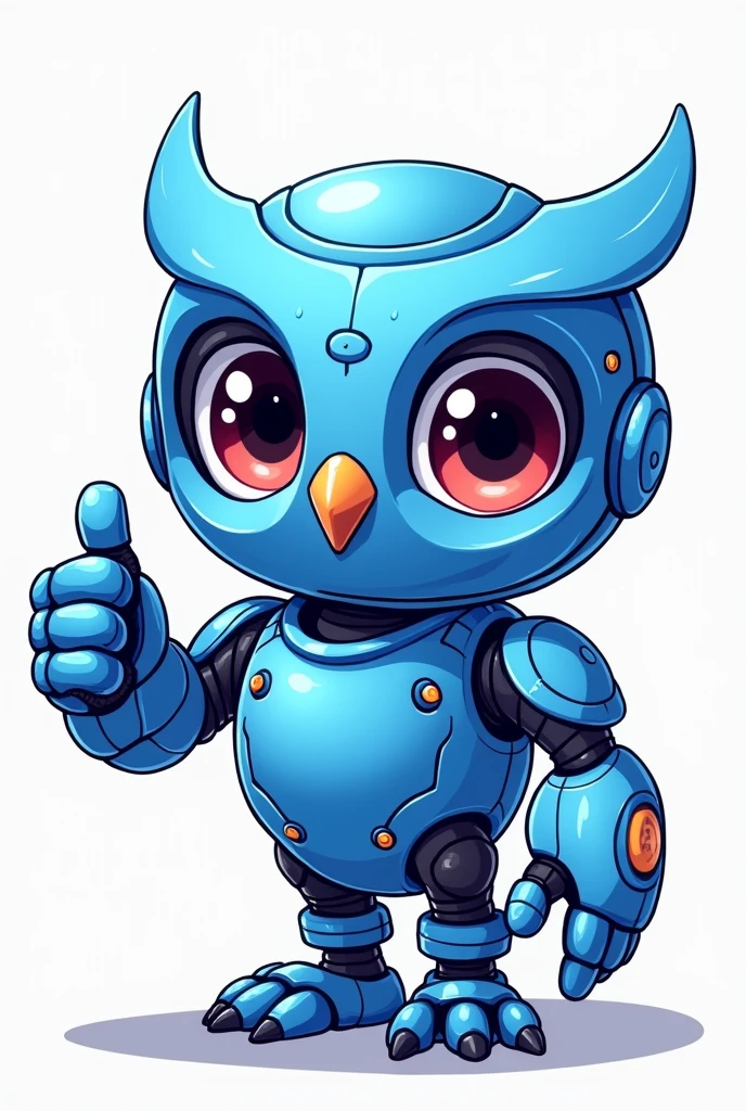 a cartoon character of a mini blue robot owl, app design, cyber suit, based on child's drawing, dd, transparent background, cryptocurrency, advanced digital chibi art, an eagle, plush mascot, sparky, humanoid form, artist interpretation, computer drawing, test screen, cryptopunk, ddler, the argo, adorable design, without background, cardboard cutout, locklegion, Styled Character mutiple expressions and poses and thump up