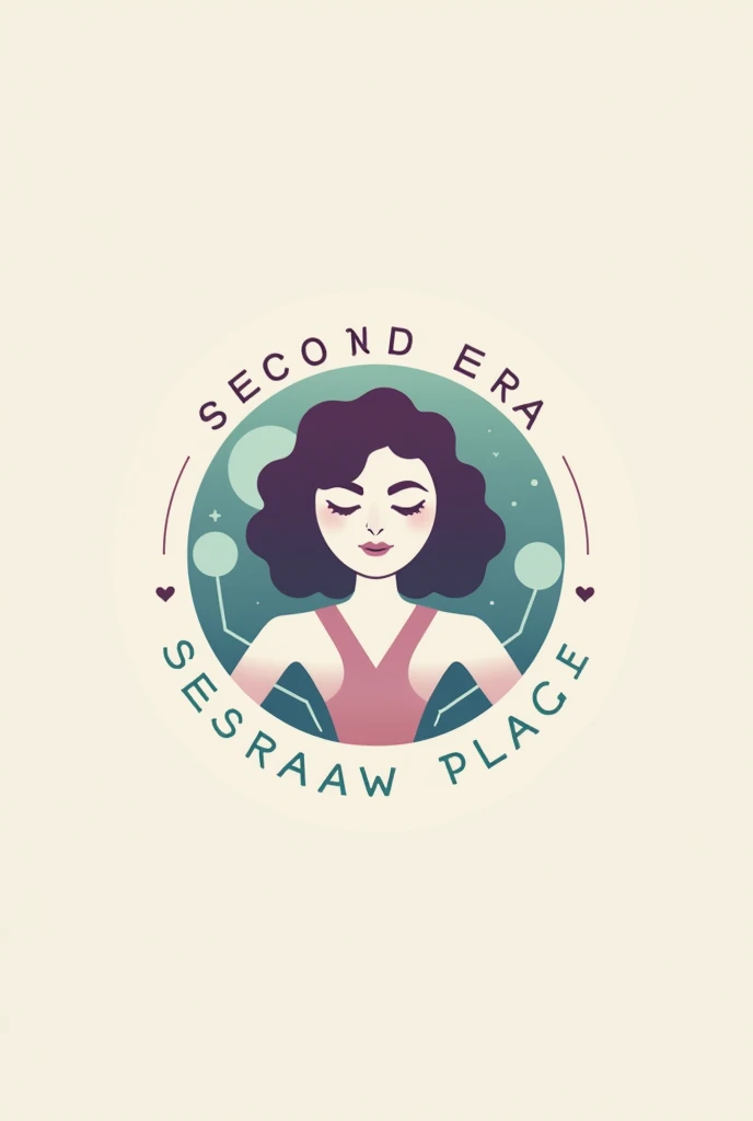 Logo for a company called "Second Era", sustainable fashion, colors purple blue green, planet, Recycling, femino, delicate, attractive, curly hair, heart, minimalist, Bold 