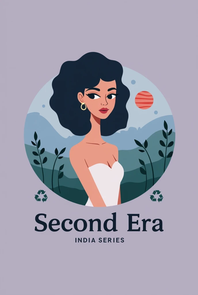 Logo for a company called "Second Era", sustainable fashion, colors purple blue green, planet, Recycling, femino, delicate, attractive, curly hair, heart, minimalist, Bold