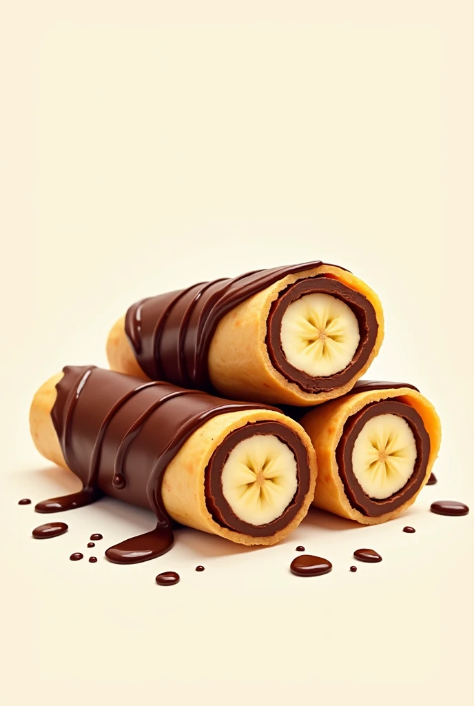 banana spring rolls coated in chocolate and vanilla vector