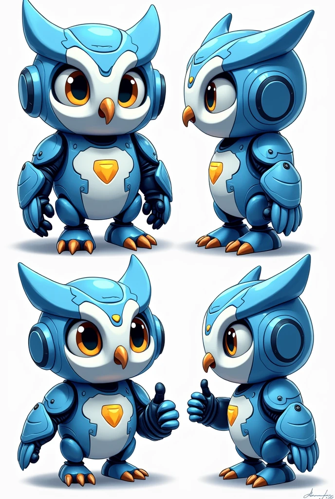 a cartoon character of a blue robot owl, app design, cyber suit, based on child's drawing, dd, transparent background, cryptocurrency, advanced digital chibi art, an eagle, plush mascot, sparky, humanoid form, artist interpretation, computer drawing, test screen, cryptopunk, toddler, the argo, adorable design, without background, cardboard cutout, locklegion, Styled Character mutiple expressions and poses and thump up