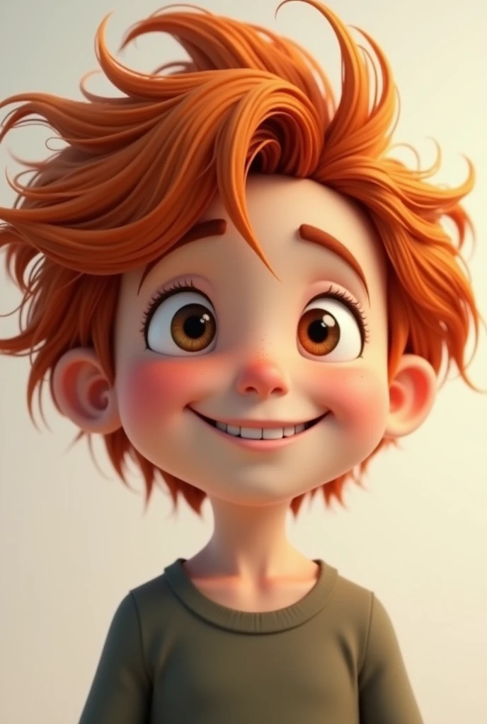 A red-haired boy,wavyhair, a nice smile, with light brown eyes, half pulled to the side, extremely beautiful in 3d