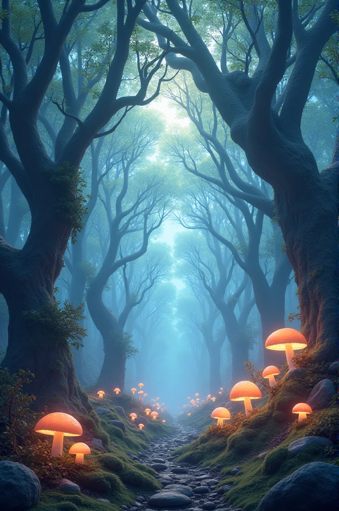 masterpiece, best quality, high quality,extremely detailed CG unity 8k wallpaper, An enchanting and dreamy scene of a fantasy forest, with towering trees, glowing mushrooms, and hidden fairy glens, creating a sense of mystique and enchantment, artstation, digital illustration, intricate, trending, pastel colors, oil paiting, award winning photography, Bokeh, Depth of Field, HDR, bloom, Chromatic Aberration ,Photorealistic,extremely detailed, trending on artstation, trending on CGsociety, Intricate, High Detail, dramatic, art by midjourney