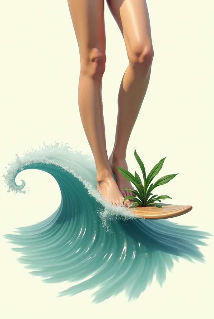 Generate a logo for a brand called NalkaSurf where a realistic nalca appears (Chilean species) surfing women's legs like waves