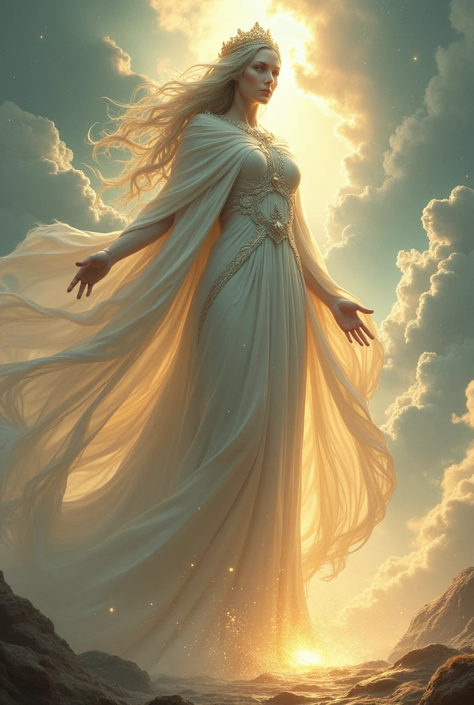 Create a giant woman, goddess