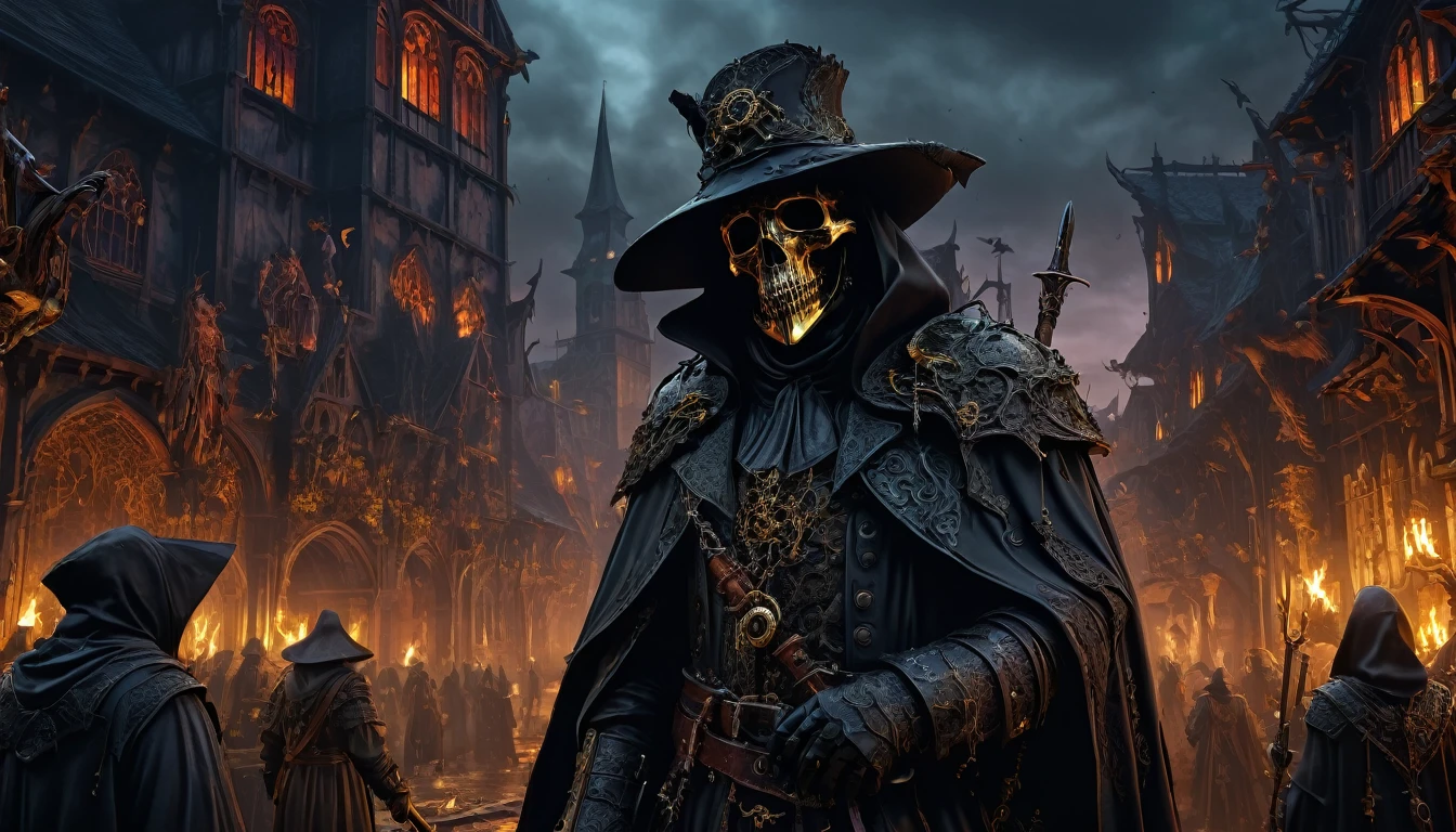(anime, fantasy, black death), (detailed CG unity 8k wallpaper, masterpiece, best quality, ultra-detailed, HDR:1.2), vibrant colors, intricate, high FXAA, dark fantasy, black death medieval, plague doctor, plague, dark times, apocalypse, suffering