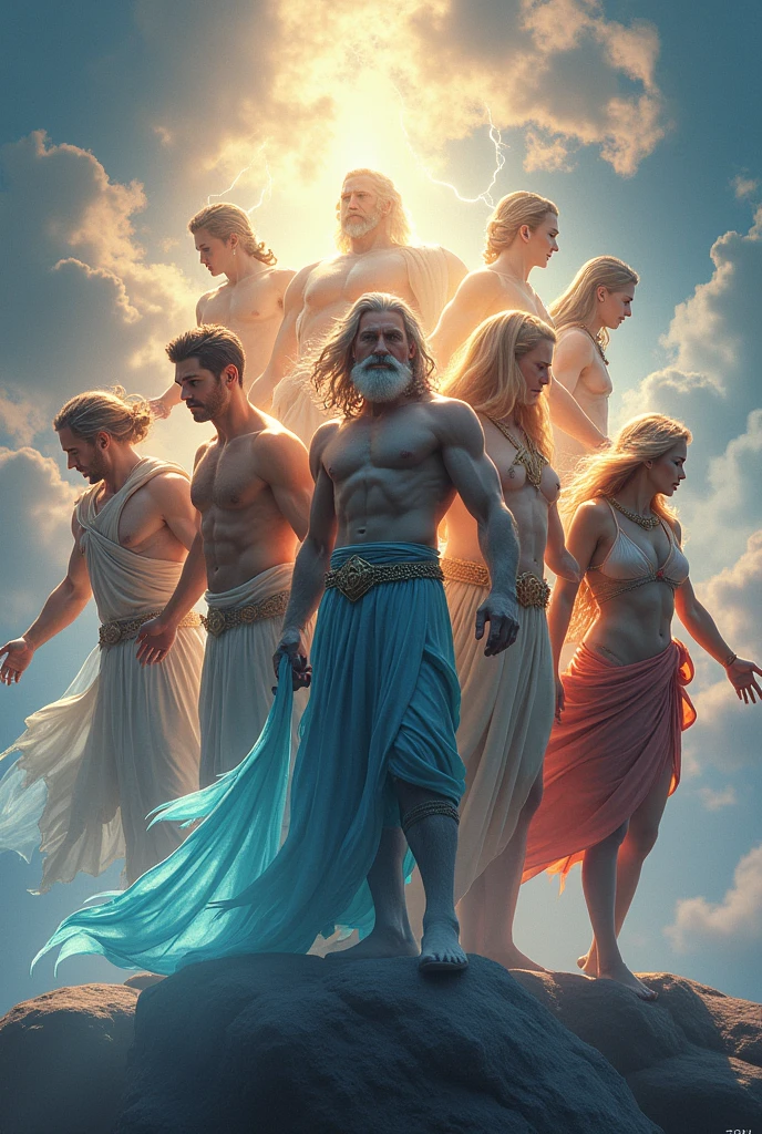 Semi-animated Olympian Gods for use in a logo