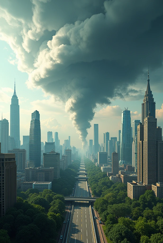 kuala lumpur with new york building , tornado as background