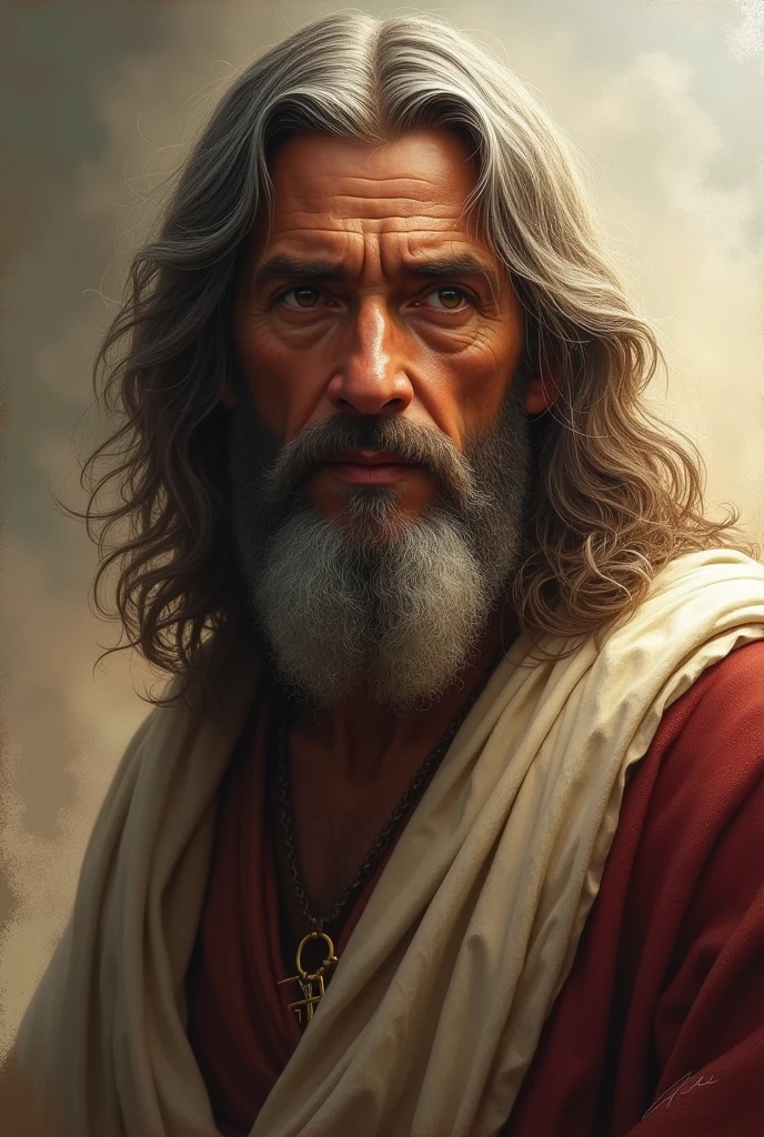 Adult biblical character Jacob with straight hair