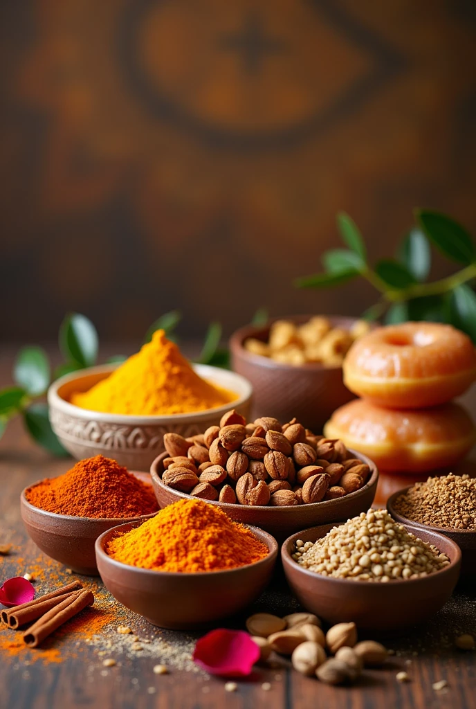 Traditional spices with indian traditional sweets
