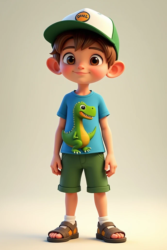 child
. **peter**:
- **Skin color**: Clara
- **body hair**: Straight and light brown, with bangs - **badass clothing**: Blue t-shirt with a dinosaur design and green shorts. He always wears a cap and sandals.