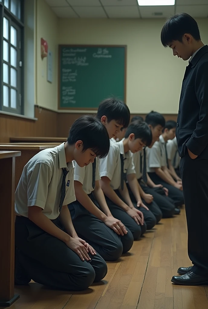 Kneel down punishment in school boys