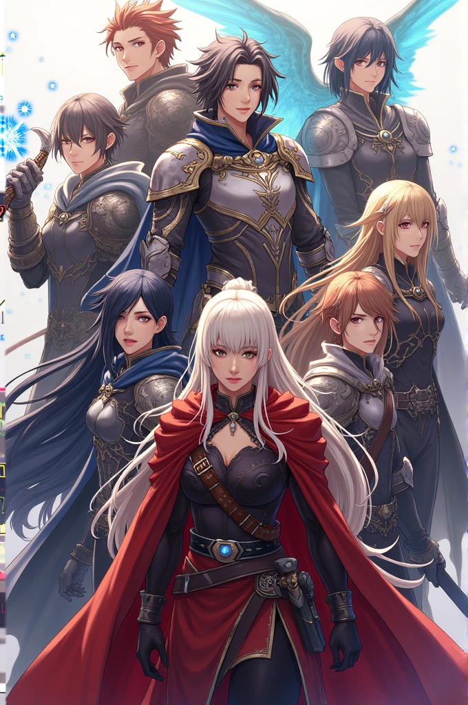 magazine cover image with rpg characters without background