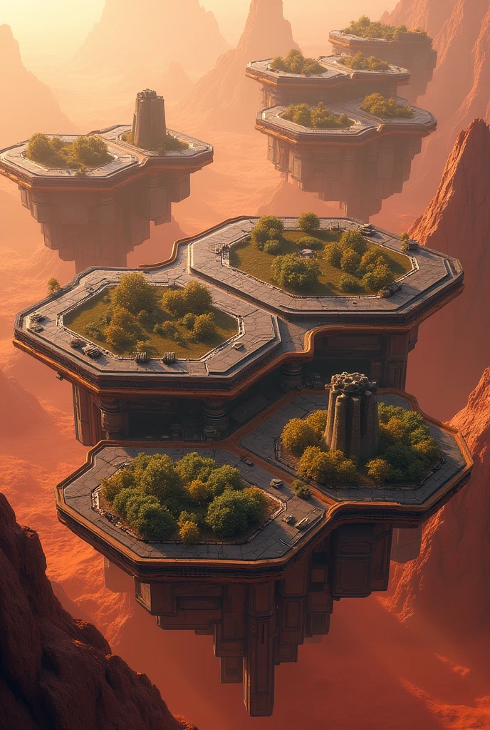 Base on venus, base hexagonal, several bases, floating base, volcano 