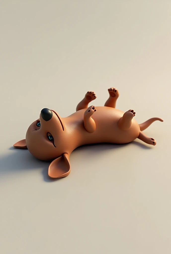 Smooth miniature dachshund、Lie on your back、surrendering