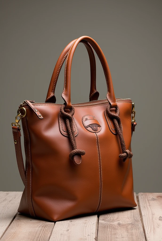 generate a handbag made of leather, where the design is inspired by the Monsefu region(representation in the sailor style) del peru
