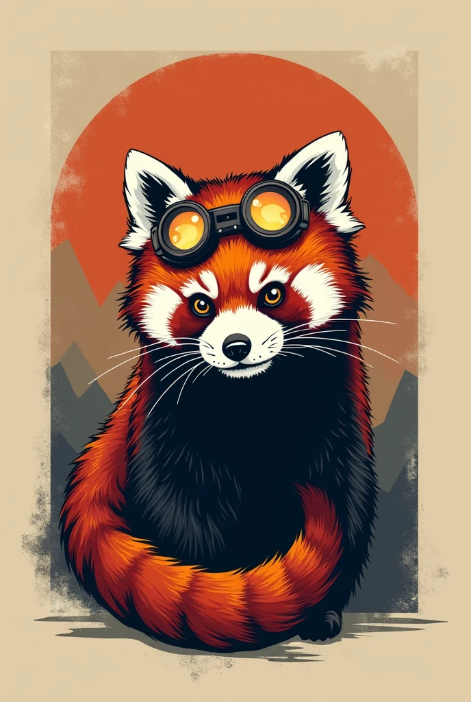 A logo brand of a red panda headlights in neotrad style