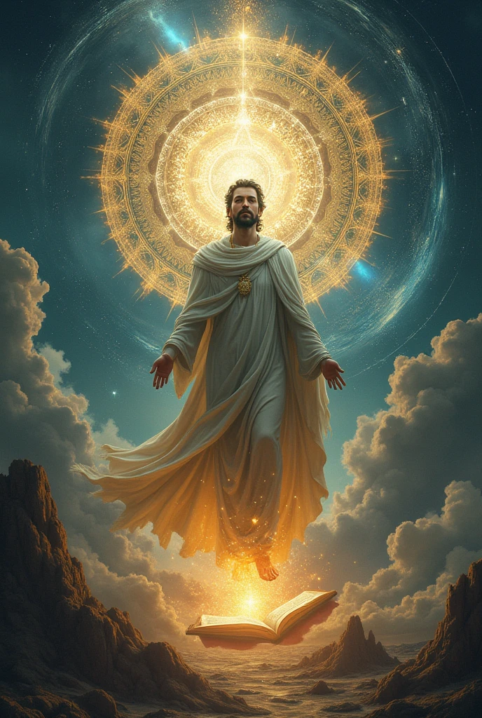 Create an image that represents and identifies religious mythical knowledge