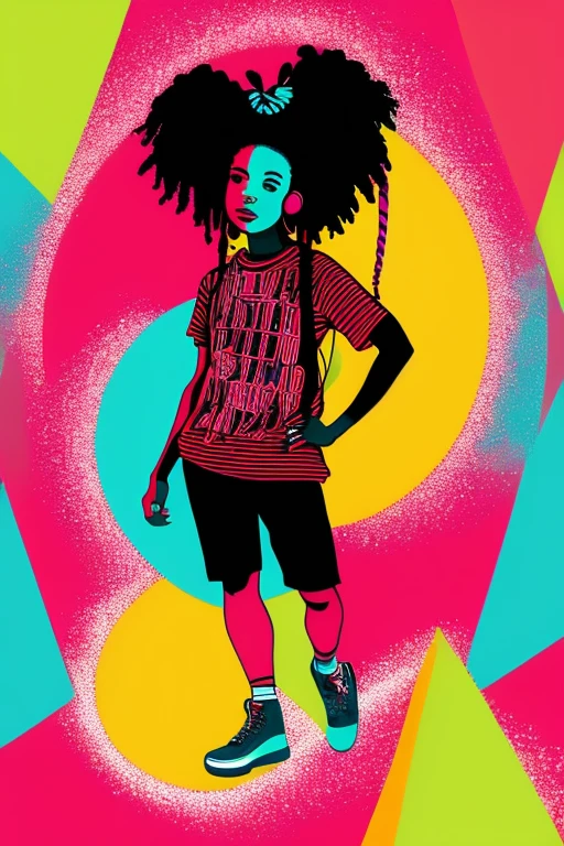 A background filled with scattered musical notes in various sizes and colors、
Creative logo illustration of a silhouette with dreadlocks and red headphones,
A background completely filled with scattered musical notes in various sizes and colors, covering the entire screen.
beautiful girl colorful image
Dance hiphop Dance CREW Waacking Dance
Punking
black medium hair black medium hair
Five fingers Baggy clothes Baggy clothes
