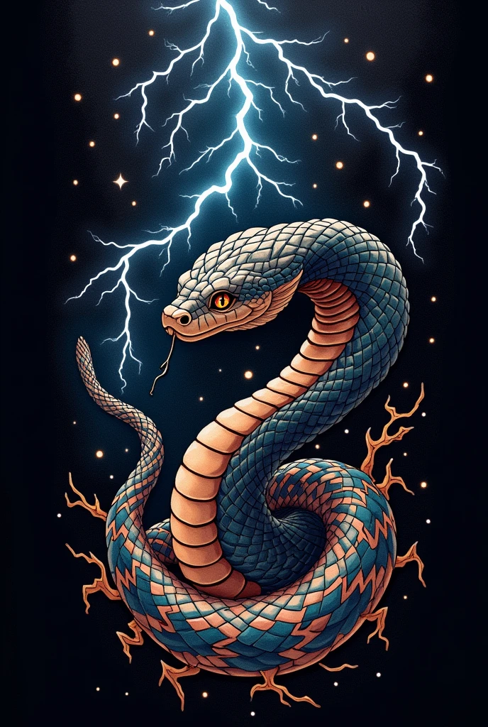 An idea for an aesthetic tattoo, I like snakes, The eyes, the stars and the thunder
