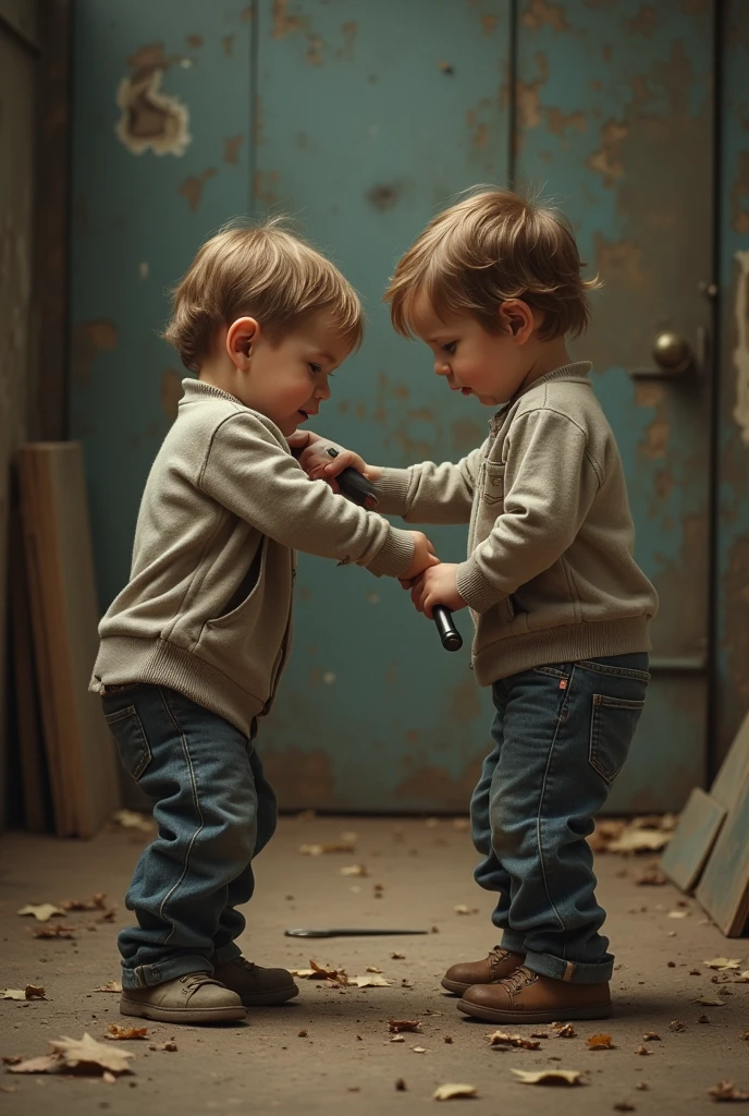 Two children stabbing each other
