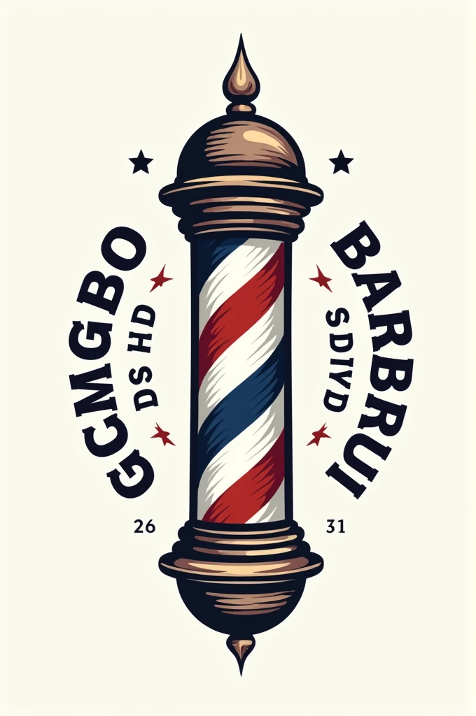 Me gustaría un logo para barbería con el nombre Gabo barber shop super detallado con un 💈 y llamás 