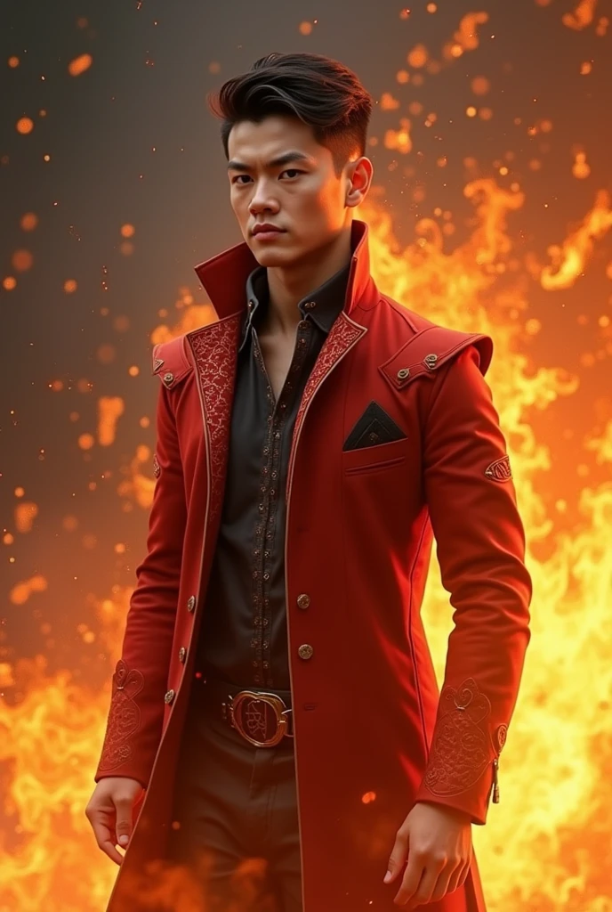 MEN'S CLOTHING, grown-up, a boy's avatar, firebender.