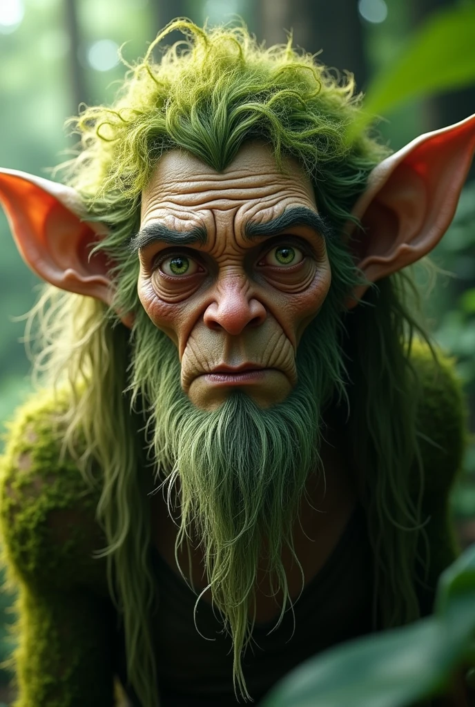 Close-up of an elder forest spirit named Eldrin with eyes sparkling with emotions of sadness and pride."Hyper-realistic, 8k,ultra HD, pixar style, Disney style, cinima 4d, ar 3:2

