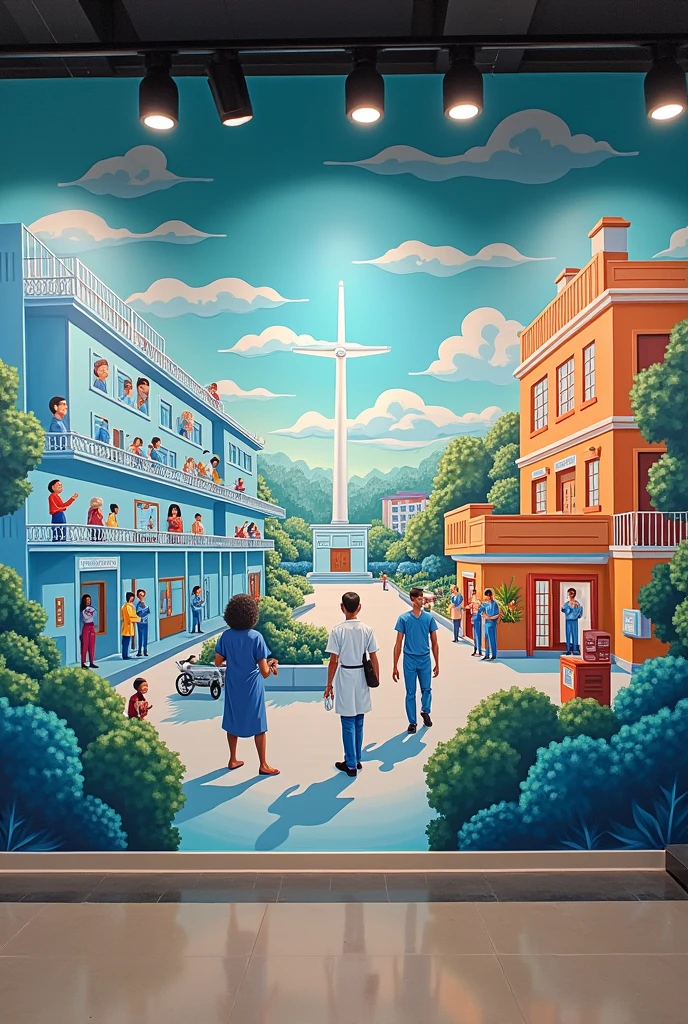 Levels of health care,
school mural