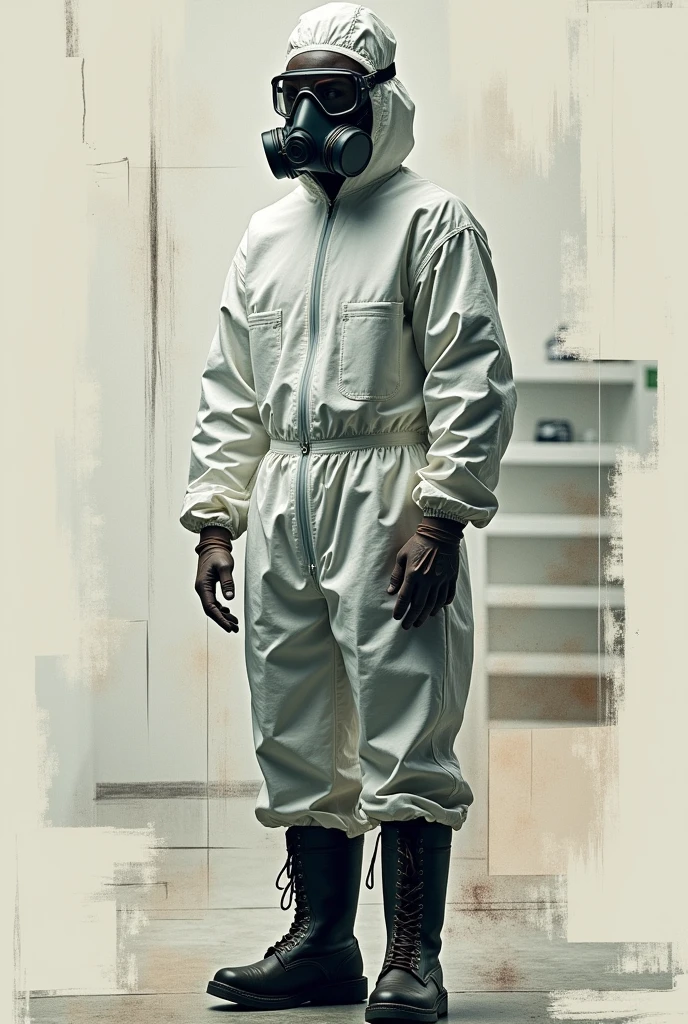 Laboratory gloves,
safety glasses, 
Mask or Respirator, 
Protective Clothing, 
Security boots, 
collage 